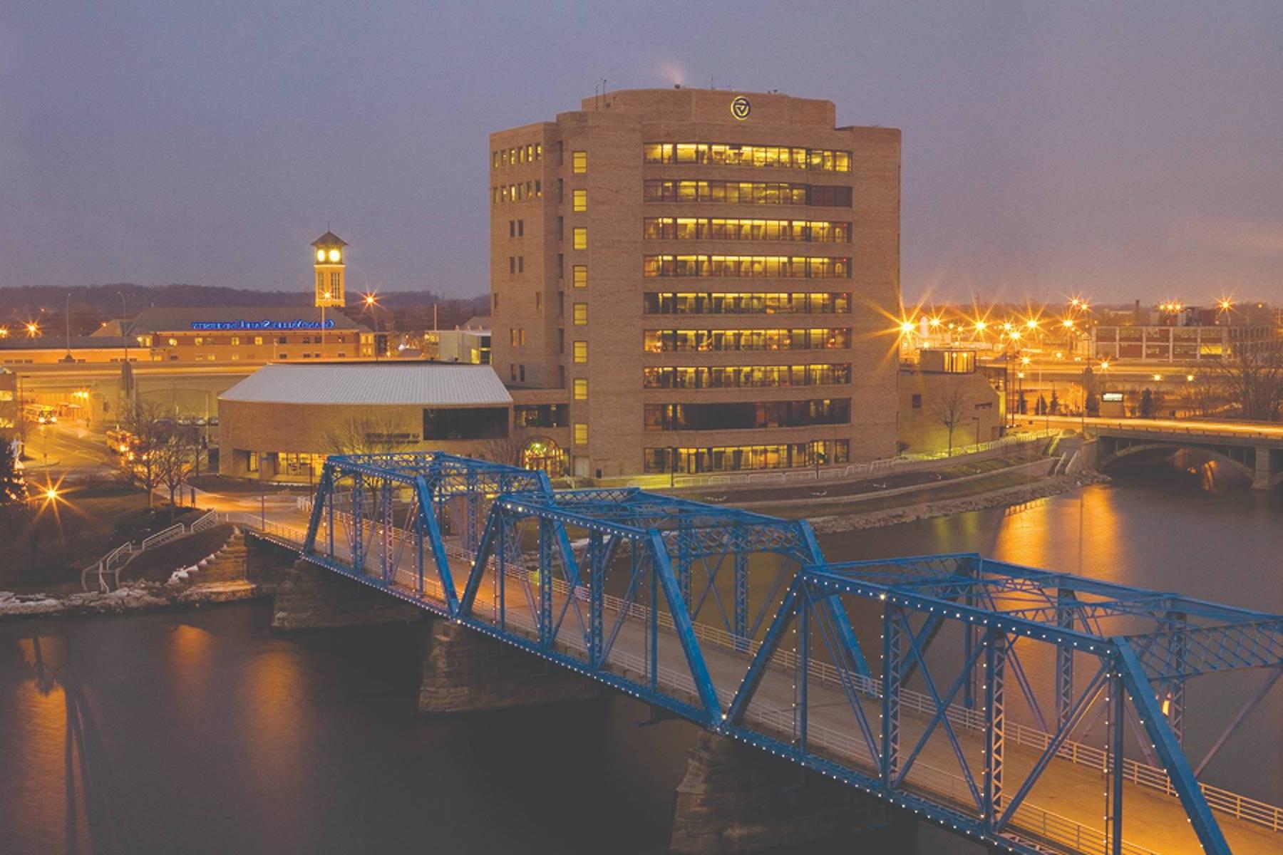 Pew Campus at night